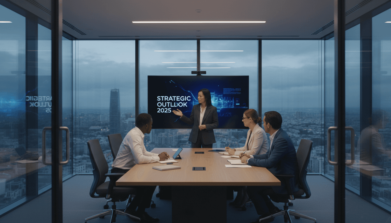 Business professionals in a strategic meeting in a modern boardroom